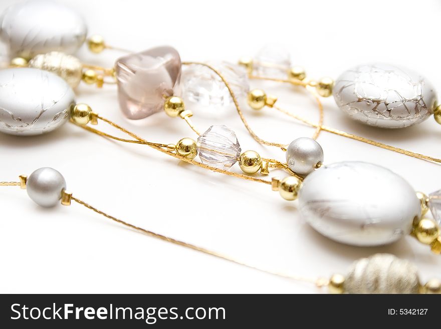 Beautiful silver necklace isolated on white