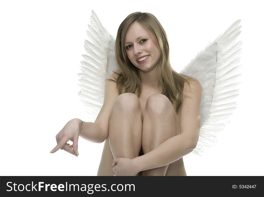 Woman with angel wings