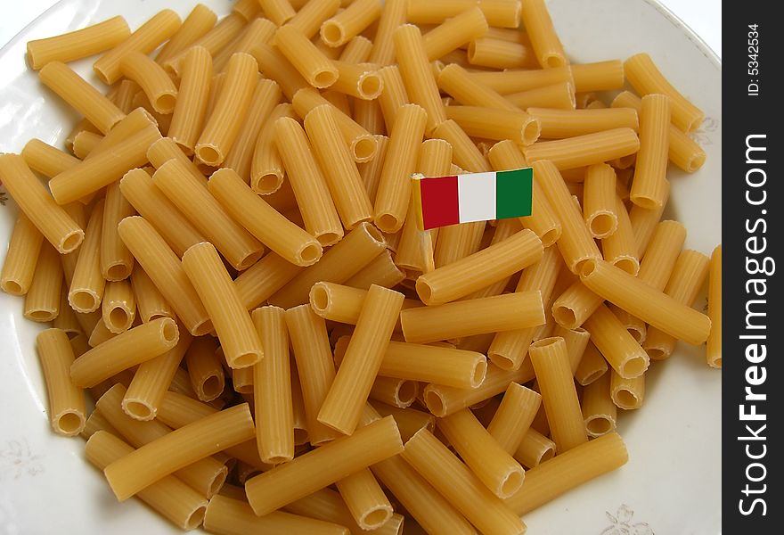 Italian pasta with flag