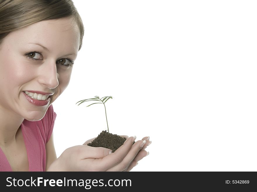 A Woman With Plant