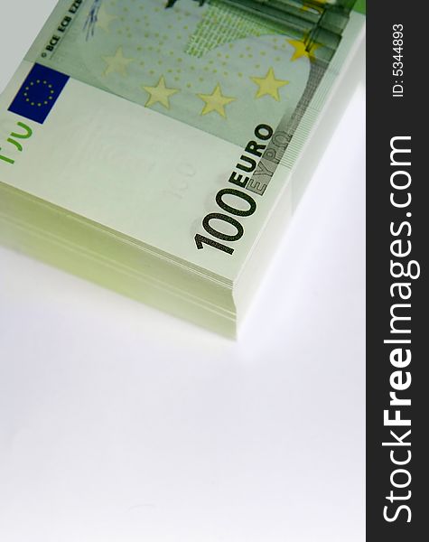 Big stack of one hudred euro bills. Big stack of one hudred euro bills