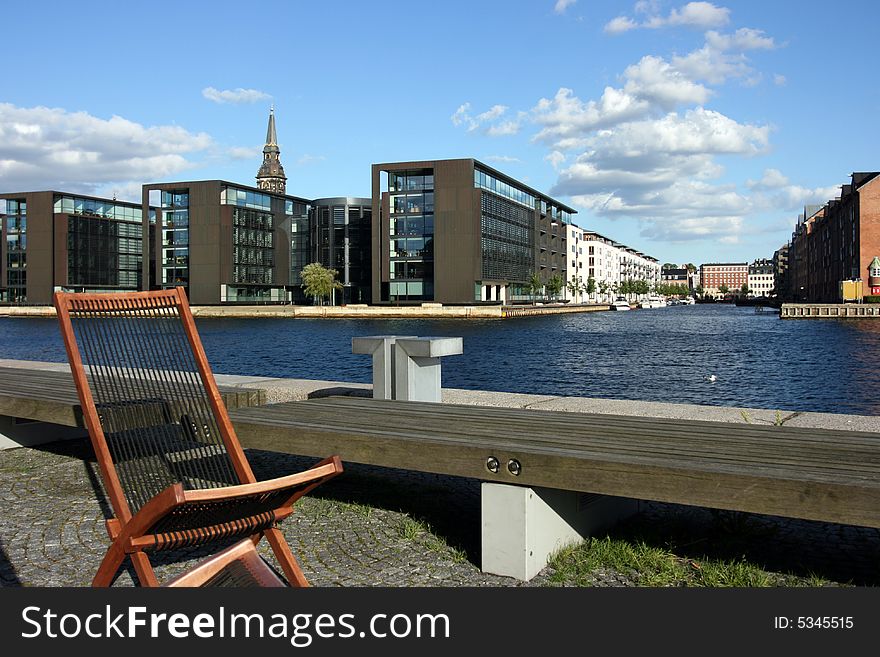 Chair at copenhagen canal denmark