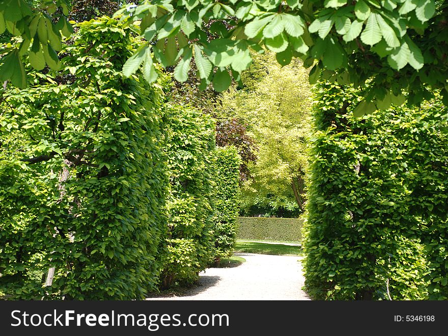 Path in park Schoenbrunn, Vienna, Austria