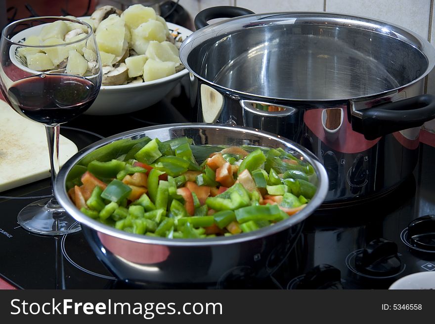 Ingredients on stovetop ready to cook