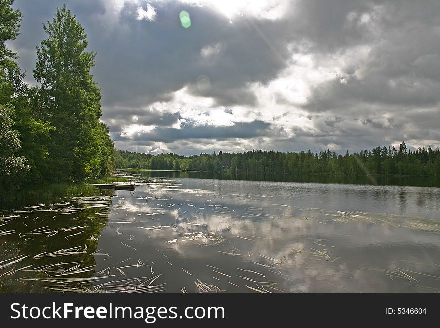 Misty lake