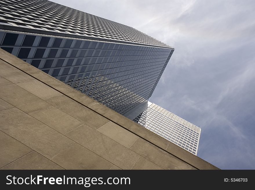 Close up view of a modern skyscraper