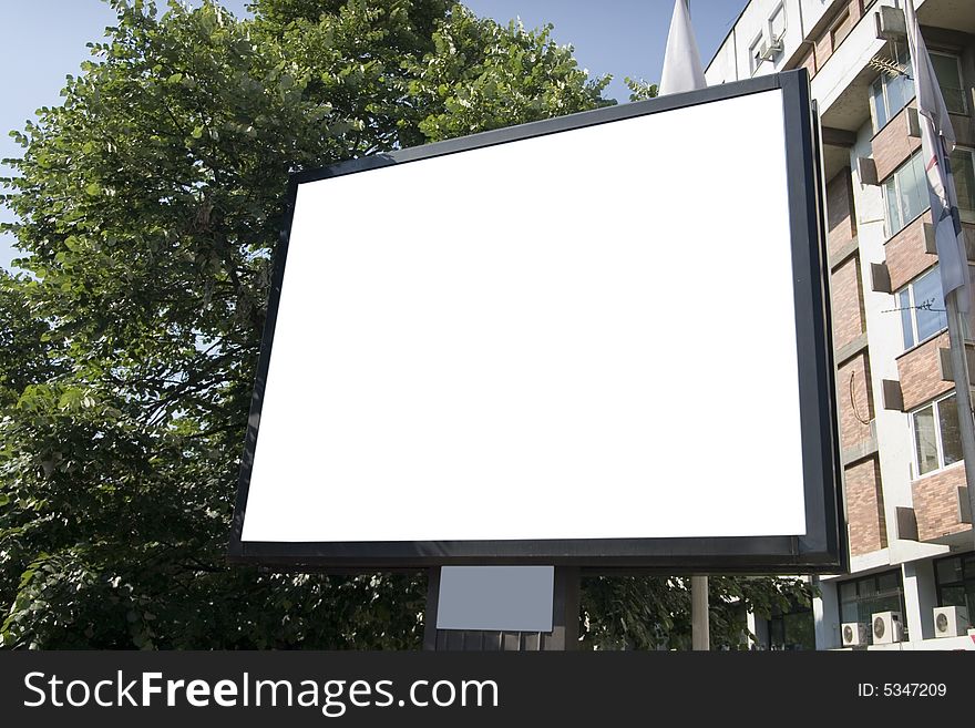 Big blank billboard in city