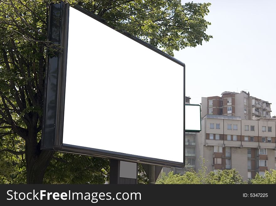 Big blank billboard in city