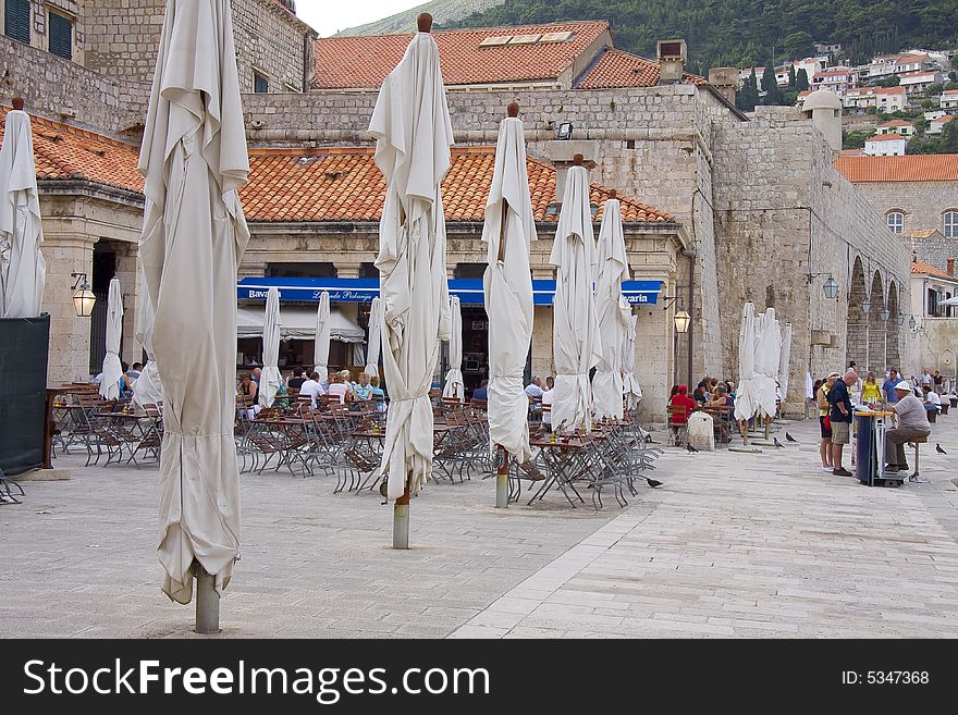 Umrellas in old part of Dubrovnik. Umrellas in old part of Dubrovnik