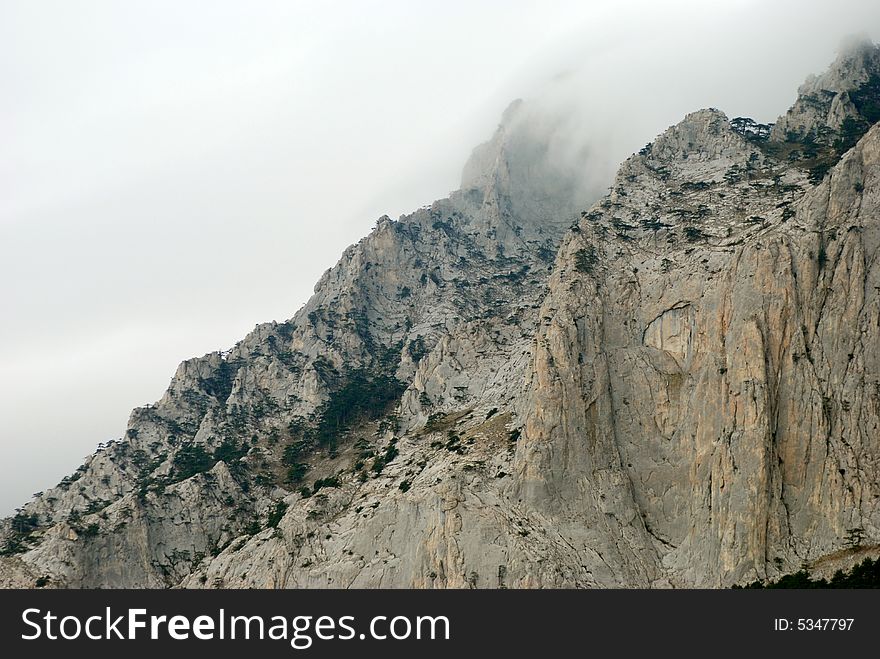 Mountains in Crimea in the overcast day