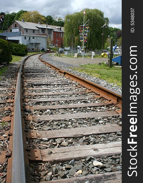 Train tracks by Seneca lake, one of the great finger lakes.