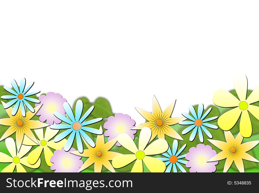 A bunch of flowers over white background