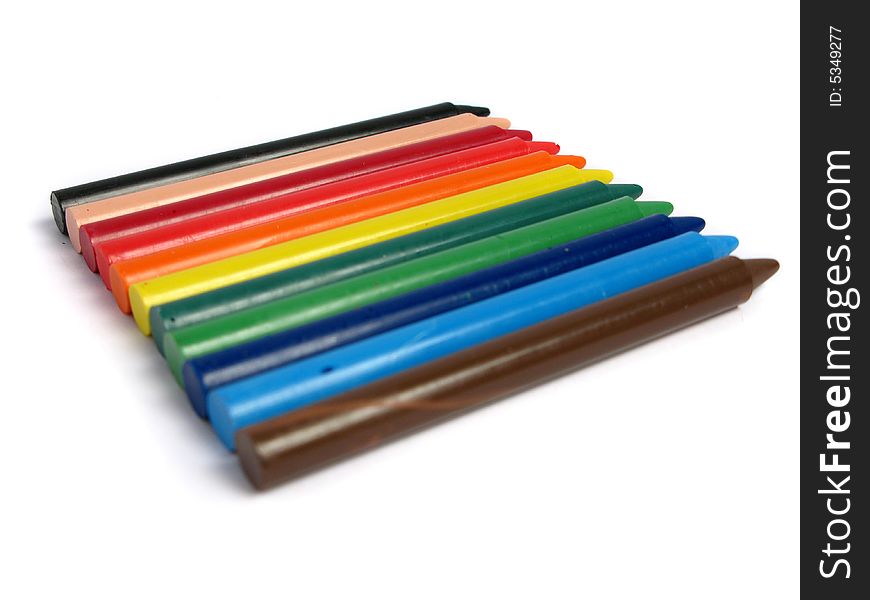 All color crayons on a white background. All color crayons on a white background
