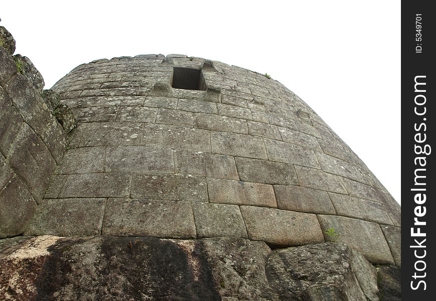 The lost city of the inca Machu Picchu in Cuzco, Peru. Inca window.