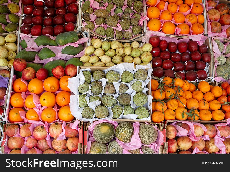 Fruit counter on the east bazaar in egypt