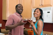 African American Couple With Wine Glasses -Hor Royalty Free Stock Photo African American Couple With Wine Glasses -Hor Royalty Free Stock Photo