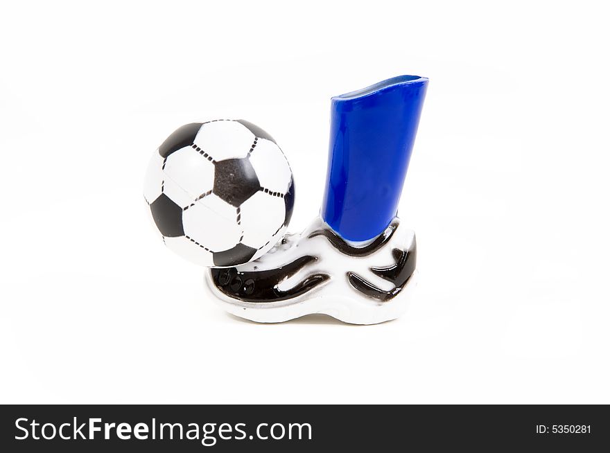 Ball with football boots isolated. Ball with football boots isolated