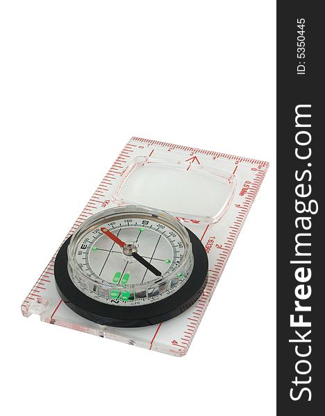 Orienting compass isolated over white