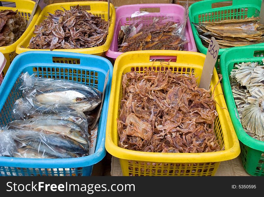 Dry fish in a Bangkok market