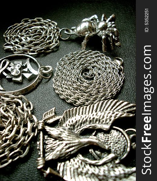 These are iron chains, metal eagle and spider