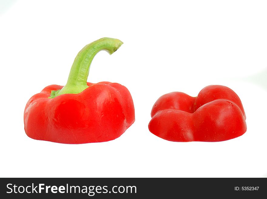 Top red pepper in white background. Top red pepper in white background