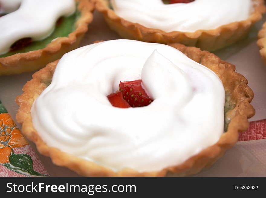 Strawberry pastry on the table