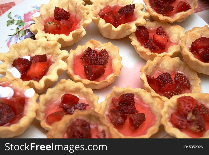 Strawberry pastry on the table