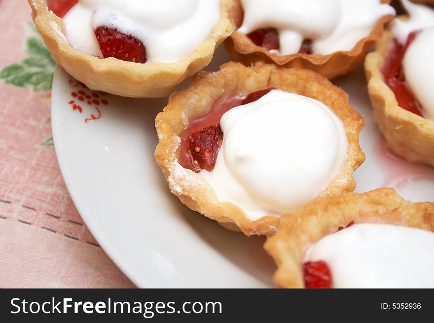 Strawberry pastry on the table