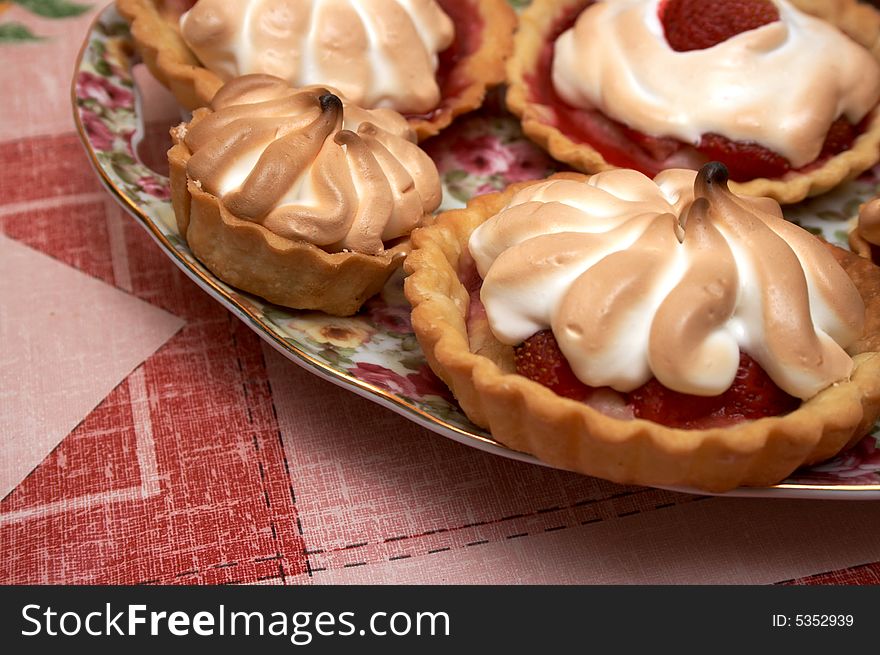 Strawberry pastry on the table