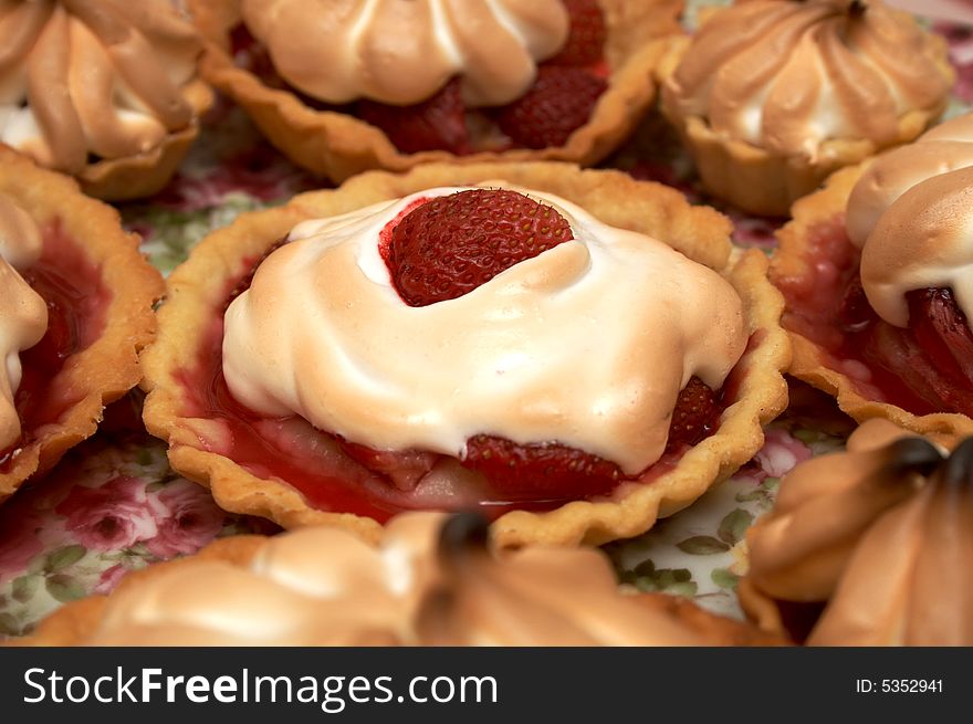 Strawberry pastry on the table