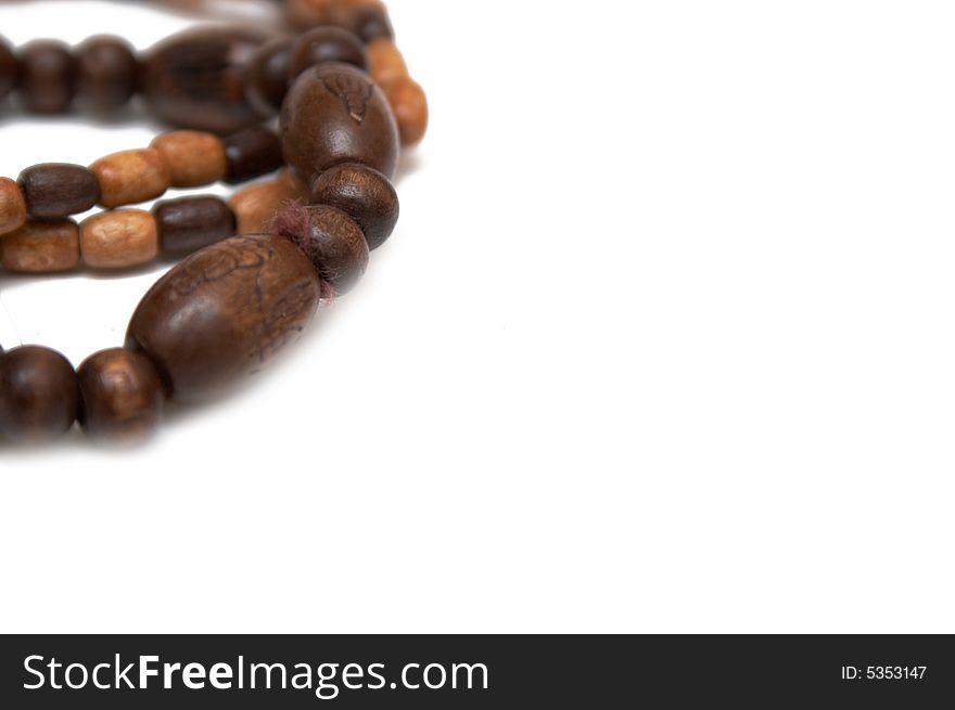 Wooden bracelet isolated on white