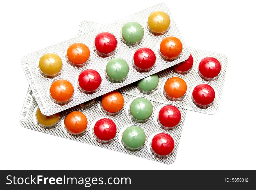 Pills isolated on the white background. Pills isolated on the white background