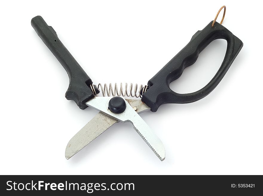 Pruning shears on the white background. Pruning shears on the white background.