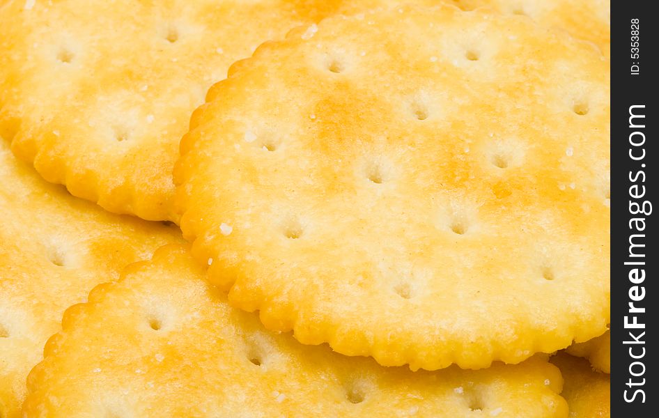 A pile of salty crackers - close up