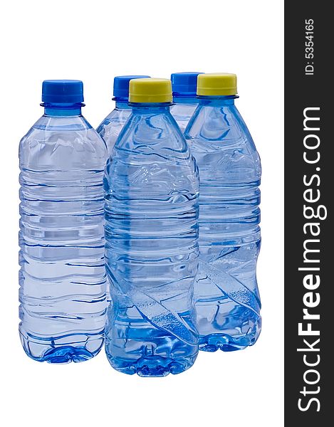 Three bottle of water - isolated object. Three bottle of water - isolated object