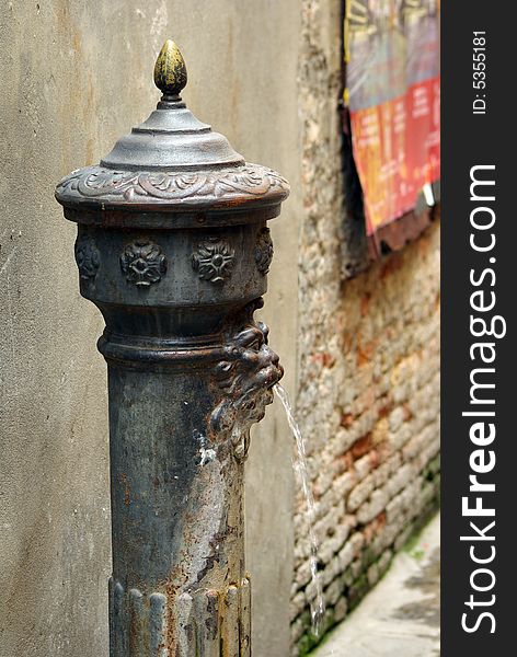 Stylish water fountain in Venice