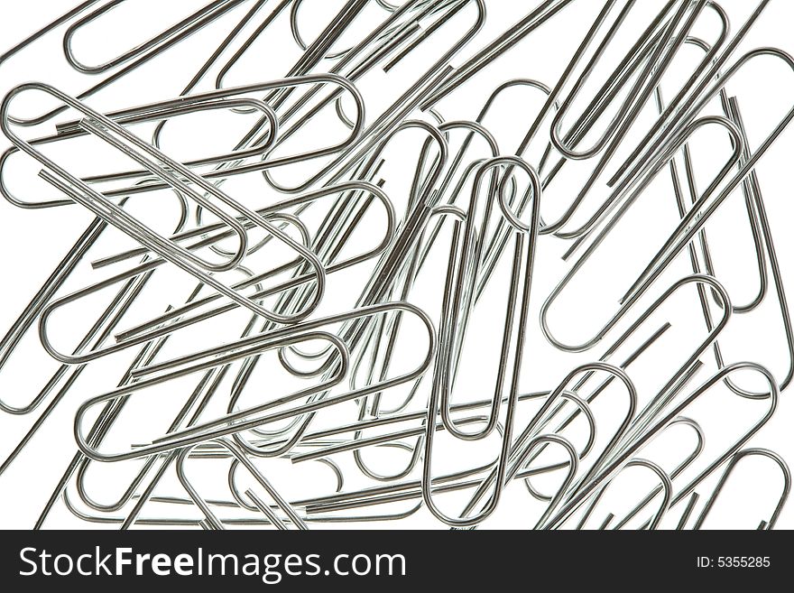 A Pile of Paper Clips on White Background