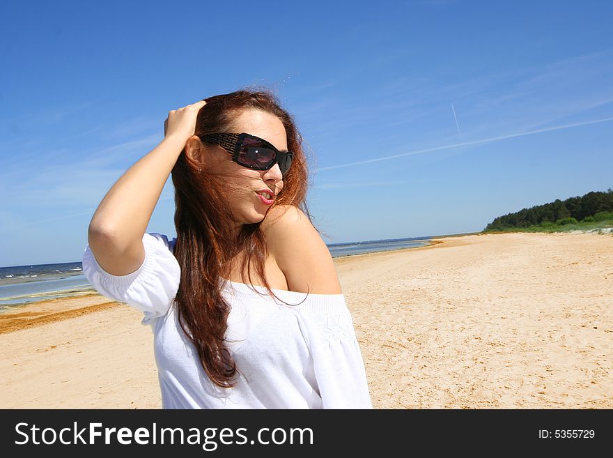 Happy young girl on the beach. Happy young girl on the beach