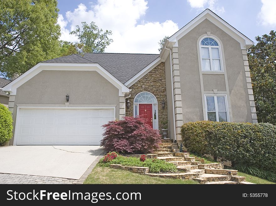 Stucco House with Red Door