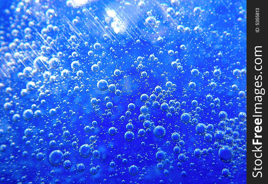 Blue liquid with air vesicles. Blue liquid with air vesicles