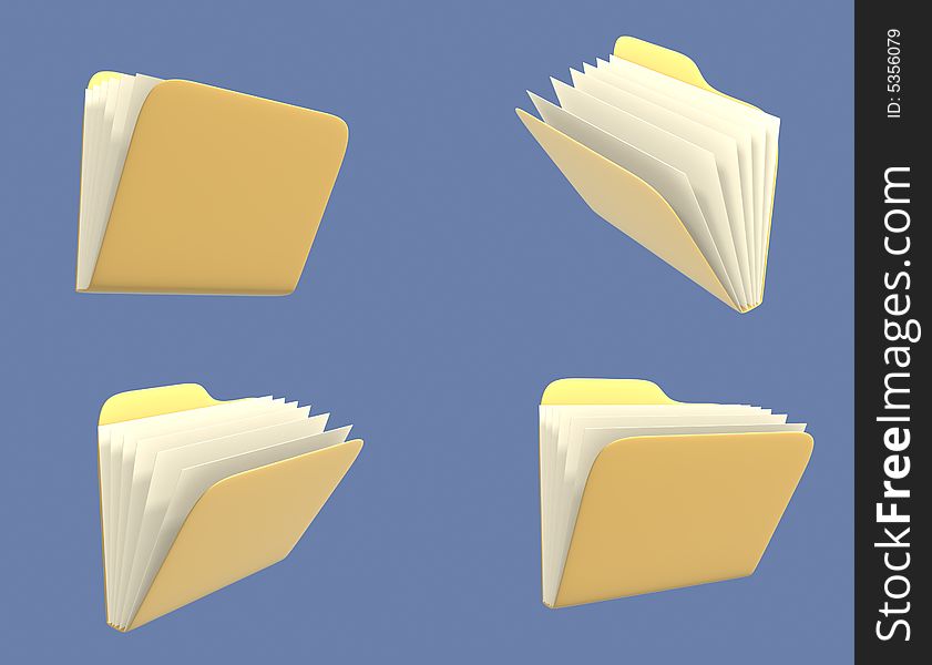 Four folders of yellow color