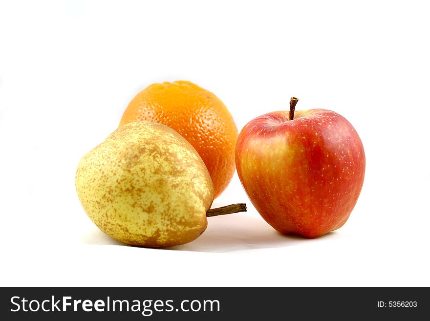 Fresh fruits isolated on white