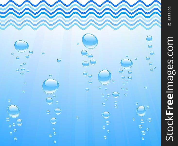 Blue water with bubbles. Vector illustration. Blue water with bubbles. Vector illustration.