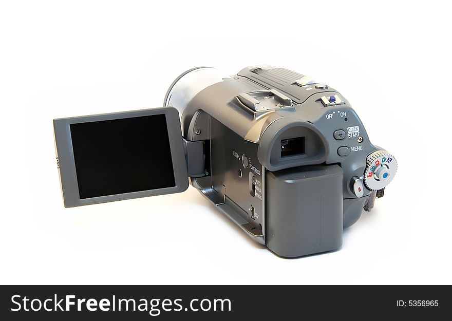 Mini videocamera isolated over white background
