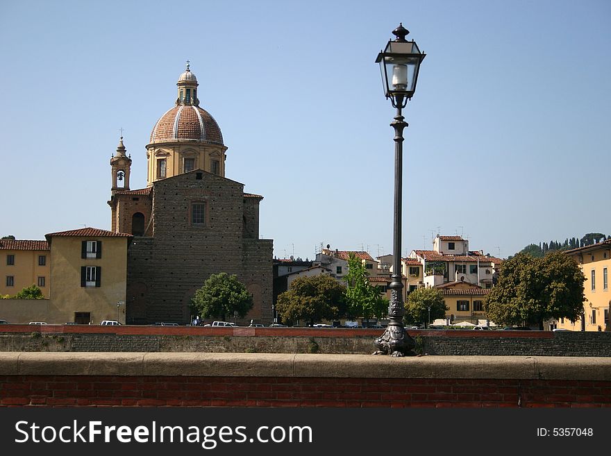 Cathedral in Florence, Italy. On the bank of Arno river.