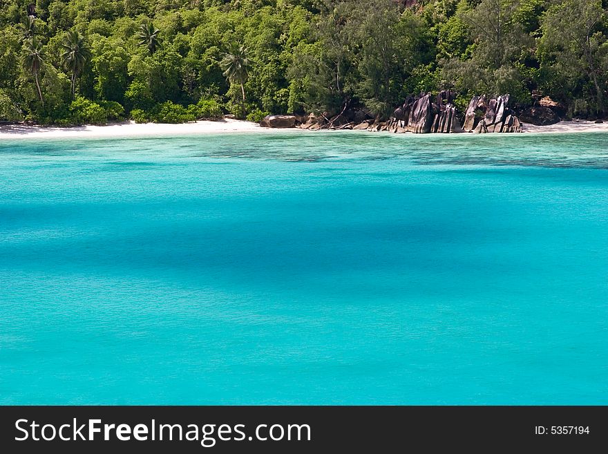 The beach at the Mahe island, Seychelles