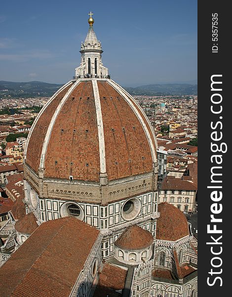 Dome of Florence Duomo, Italy. View from the bell-tower.