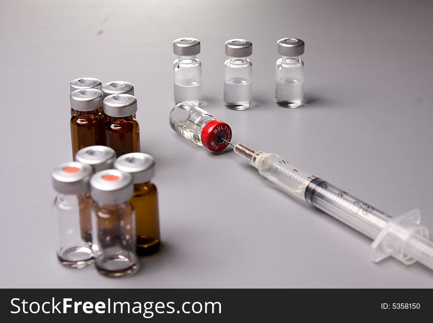 Different kinds of injectable medicine. Different kinds of injectable medicine