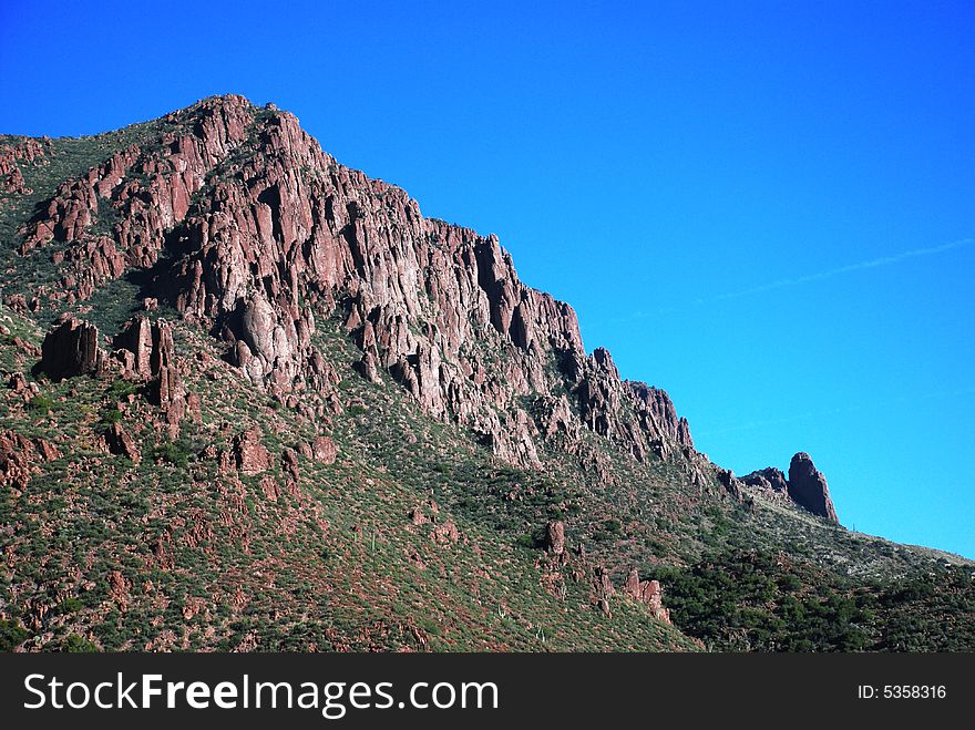 Desert Mountain With Blue  Sky