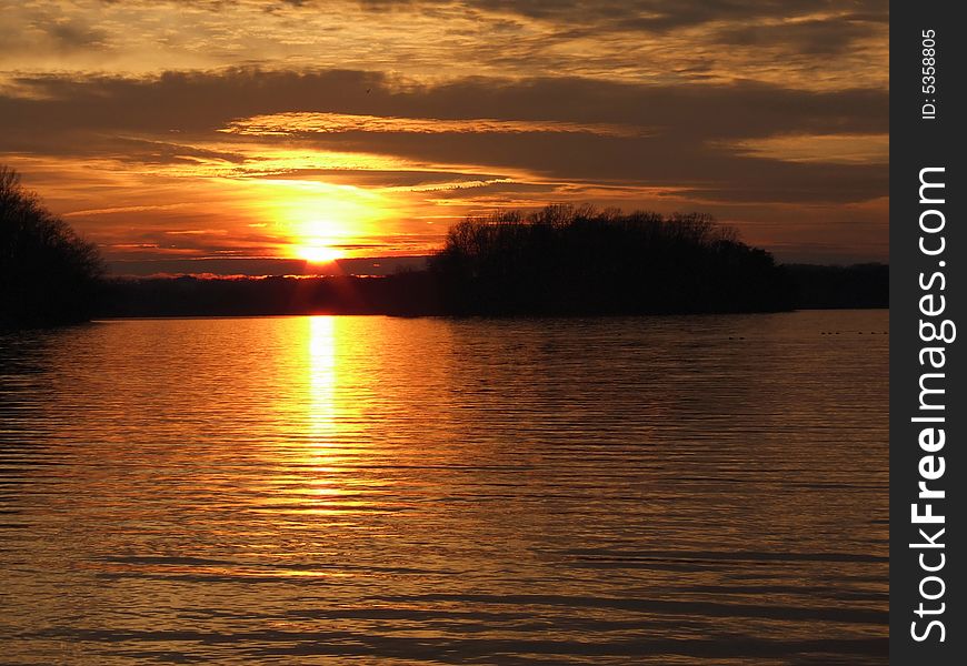 A beautiful sunset on Loch Raven Lake, Maryland. A beautiful sunset on Loch Raven Lake, Maryland